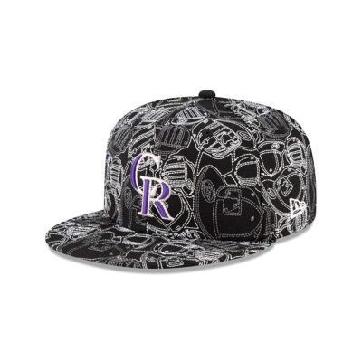 Black Colorado Rockies Hat - New Era MLB Caps Chaos 59FIFTY Fitted Caps USA6408152